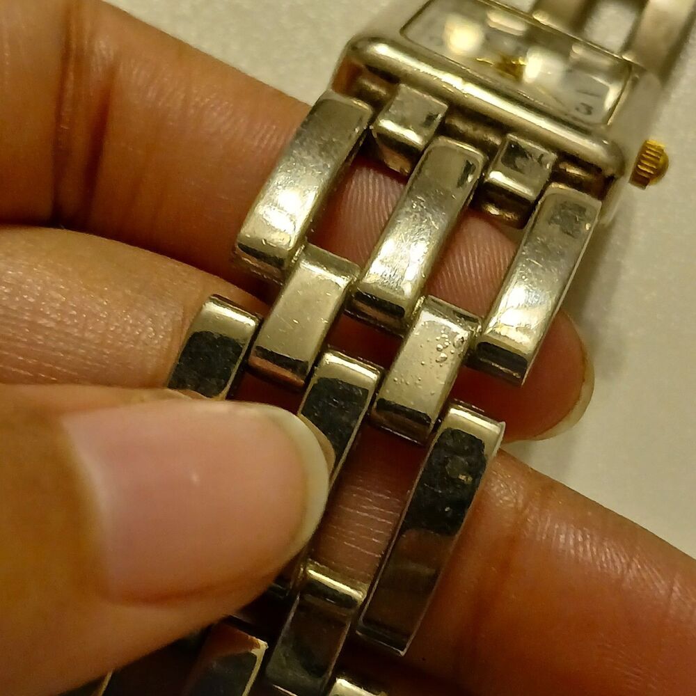Vintage 90s Saint Laurent Women's Silver Tone Square MOP Dial Quartz Watch - Picture 8 of 17